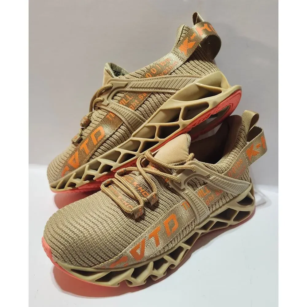 HCYTD MS080 Mens 6.5 Safety Toe Work Shoes Gold Orange Sneakers New Box